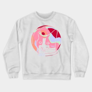 Astronaut Cat in Trippy colors, pink, orange, red, lilac green cute gift Crewneck Sweatshirt